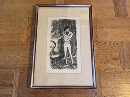 Flötenspieler im Rahmen 72/50 cm