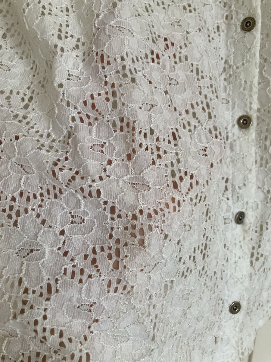 Camicette: White Lace Blouse 3/4 Sleeve Size M/L – Usato da Zürich venduto da Maki333