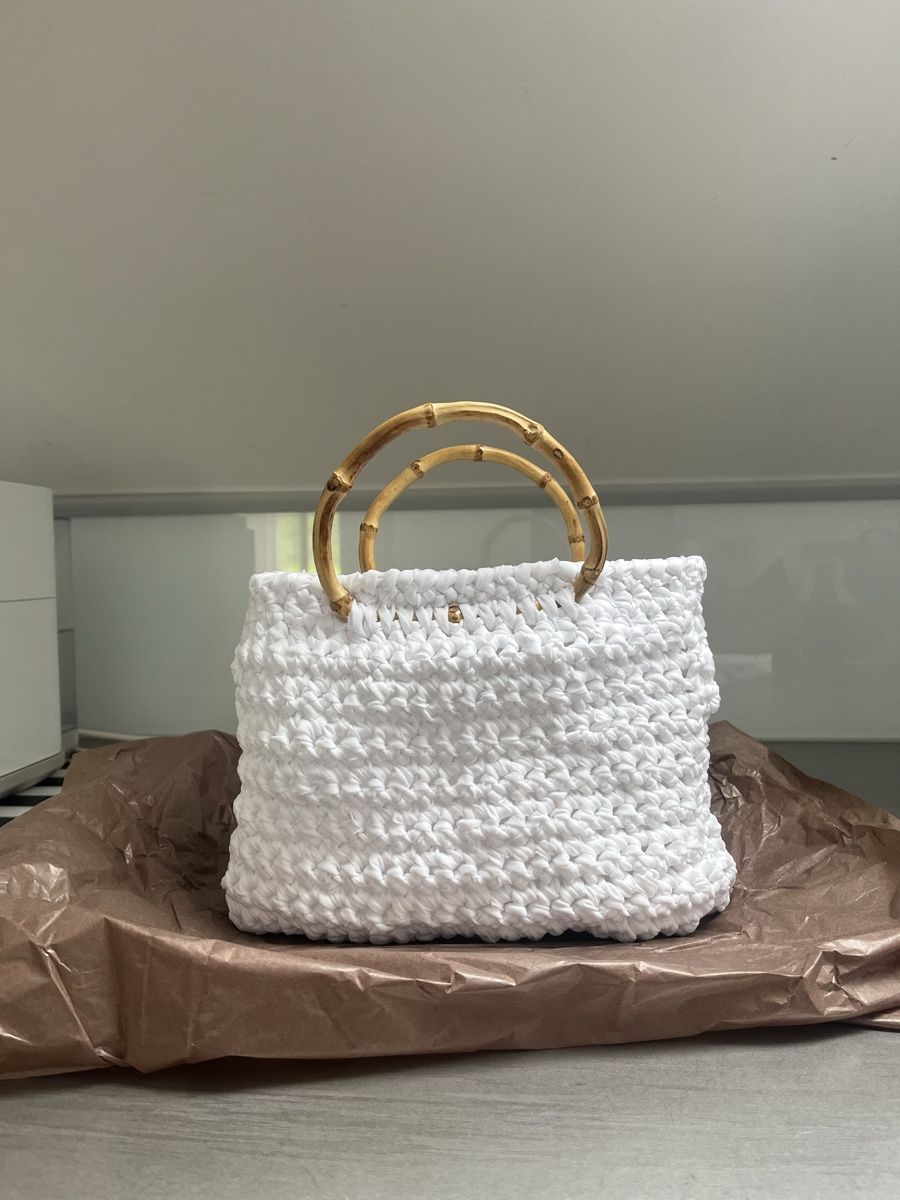 Borse da donna: Geflochtene Handtasche mit Holzgriffen – Nuovo (secondo la descrizione) da St.Gallen venduto da Monrose 2