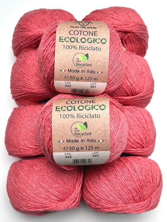 Gomitolo Di Cotone Ecologico Riciclato 50g – Giallo, 125mt, Made In Italy, Oeko-tex, Per Uncinetto 2.5-3.5