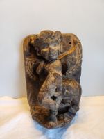 Antike Ethno Holzfigur geschnitzt Wandrelief