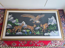 Rarität von 1963: Riesiges, handgesticktes Gobelin-Wandbild