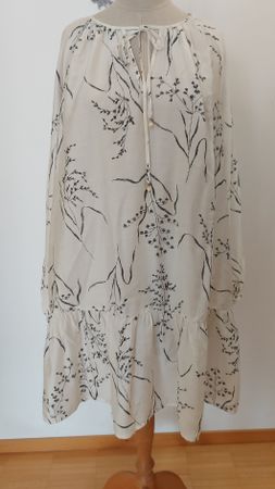 Kleid, Ecru mit Blumen Print, Gr. L