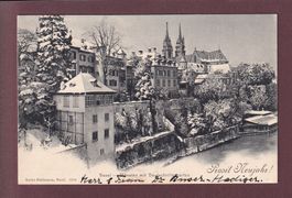 BASEL unter Schnee - Prosit Neujahr ! - 1904