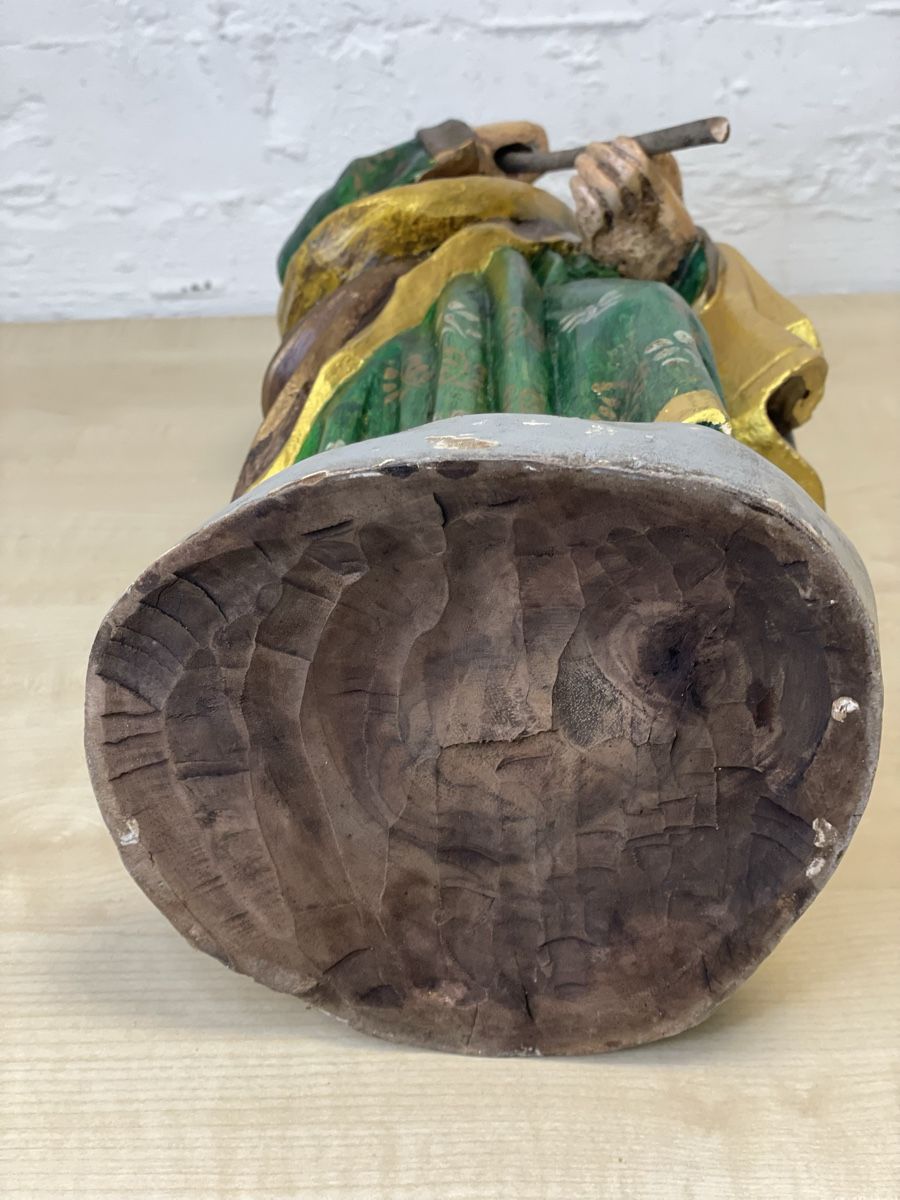 Sculture & Statue: Antike Holzfigur, Heiliger, 52cm hoch, Handbemalt – Usato da Locarno venduto da Osvaldo61 8