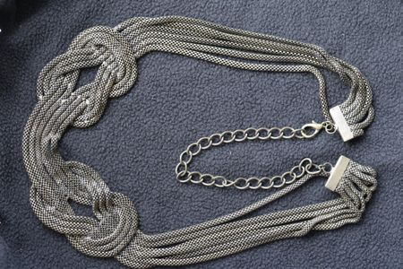 Collier fantaisie argenté multi-rangs torsadé, chic été 55