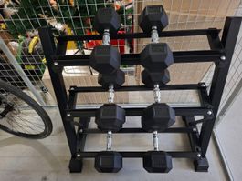 Hex Hantelset + Ständer = 2x 14 KG/ 2x 20 KG/ 2x 25 KG