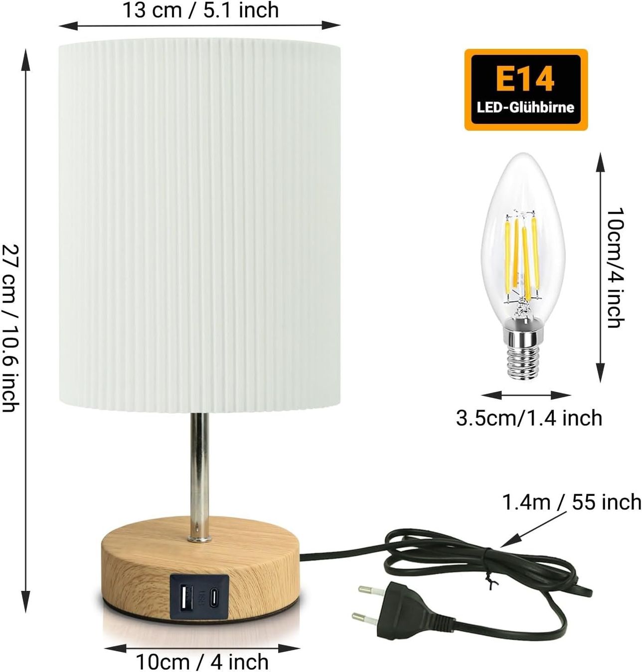 Lampade: Nachttischlampe Touch Dimmbar mit USB – Nuovo e nell'imballaggio originale da Nuglar venduto da SaleRitter 1