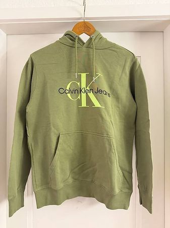 Calvin Klein Jeans Hoodie olivgrün, Monogramm-Logo, Gr. M