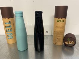 WoodWay Well Edelstahlflasche SCHWARZ  550ml, 4 Stk.