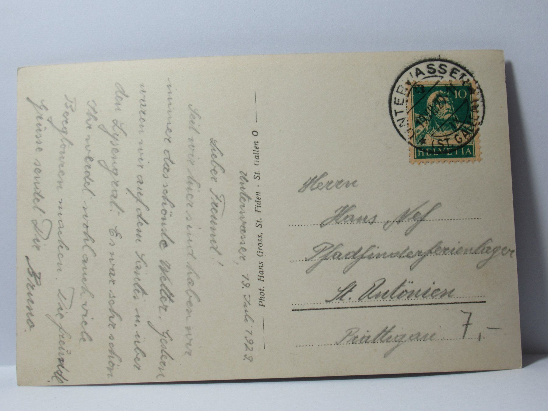 Ansichtskarten: Unterwasser mit Schafberg 1929 – Gebraucht aus Grenchen von Bluemchen1900 1
