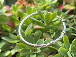 Silver Bangle Bracelet - Unique Braided Design, 950 Silver