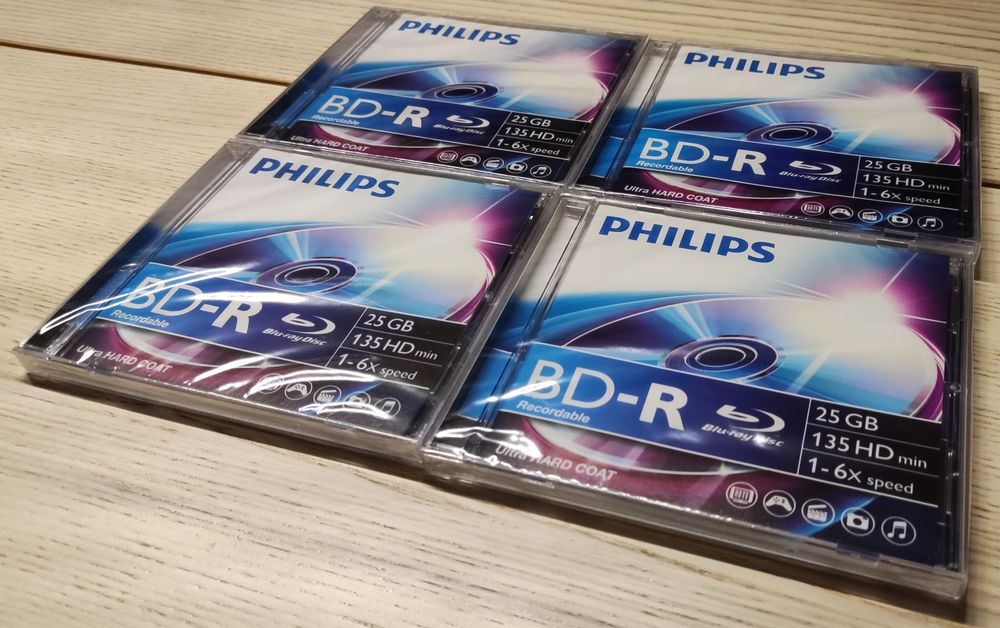 4× Philips BD-R Blu-Ray Disc Recordable 25GB/125min HD/1-6X (Neu und ...