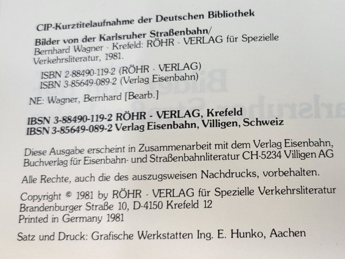 Bücher: Bilder der Karlsruher Strassenbahn, Bernhard Wagner – Gebraucht aus Nidau von peterrue 3
