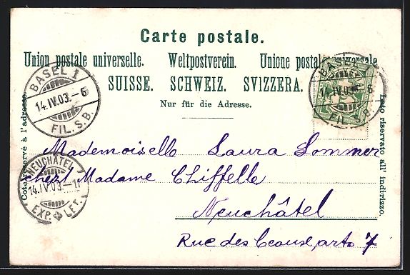 Cartoline postali: AK Basel, Blick auf Theater, 1903 – Usato da Berlin venduto da bartko-reher 1