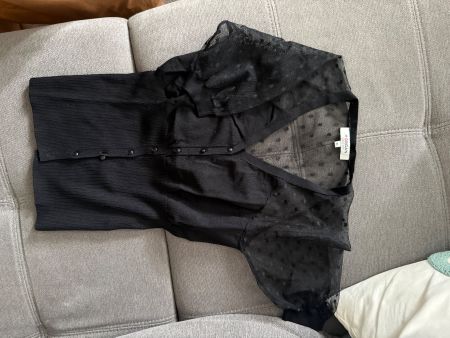 Cardigan Morgan noir dentelle pois taille XS état neuf