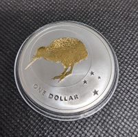 1 oz Silber KIWI 2010 Neuseeland mit Goldapplikation
