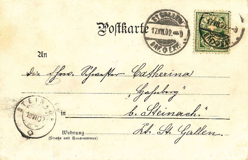 Cartoline postali: St. Gallen - Klostertürme + 1902 – Usato da Emmenbrücke venduto da teestube 1