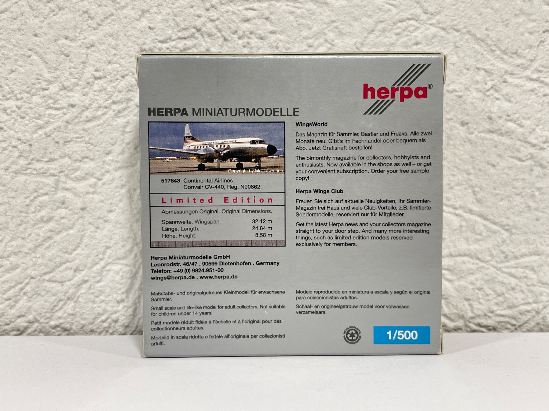 Herpa Modellbausätze & Standmodelle: Herpa Wings 517843 Continental Airlines  Convair CV-440 – Neu (gemäss Beschreibung) aus Wilderswil von Modellbahn-Shop-Moll 6