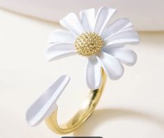 Bague Marguerite Blanche et Dorée - Taille Ajustable 🌼
