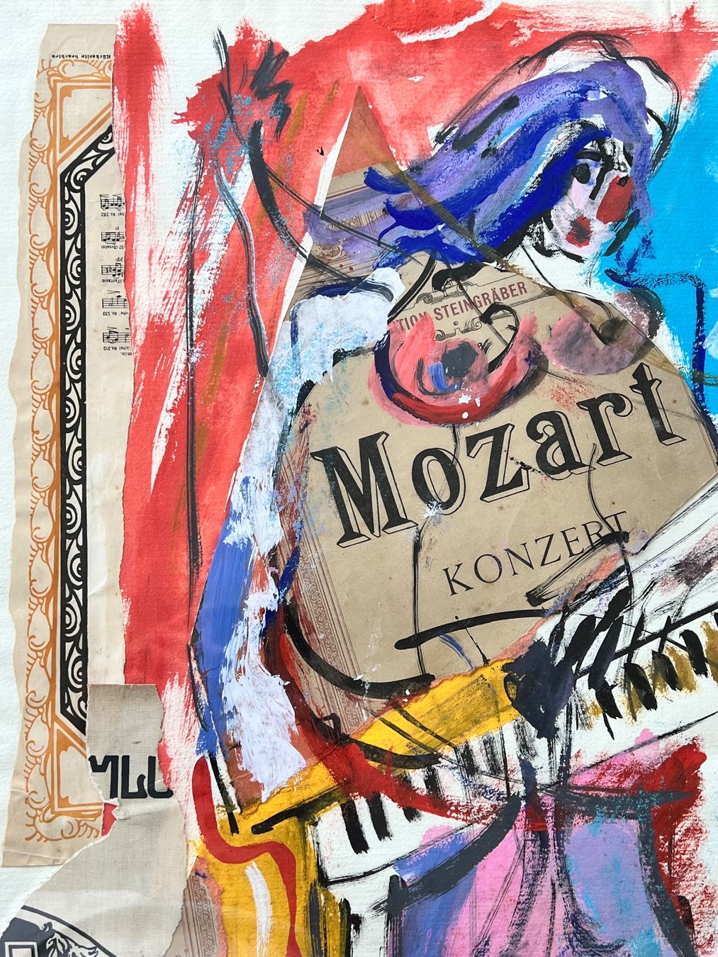 Gemälde: Jean Hasler Mozart Gemälde mit Collage – Gebraucht aus Adliswil von bilderboerse-zuerich 4
