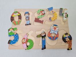 Puzzle de chiffres en bois clown 0-9