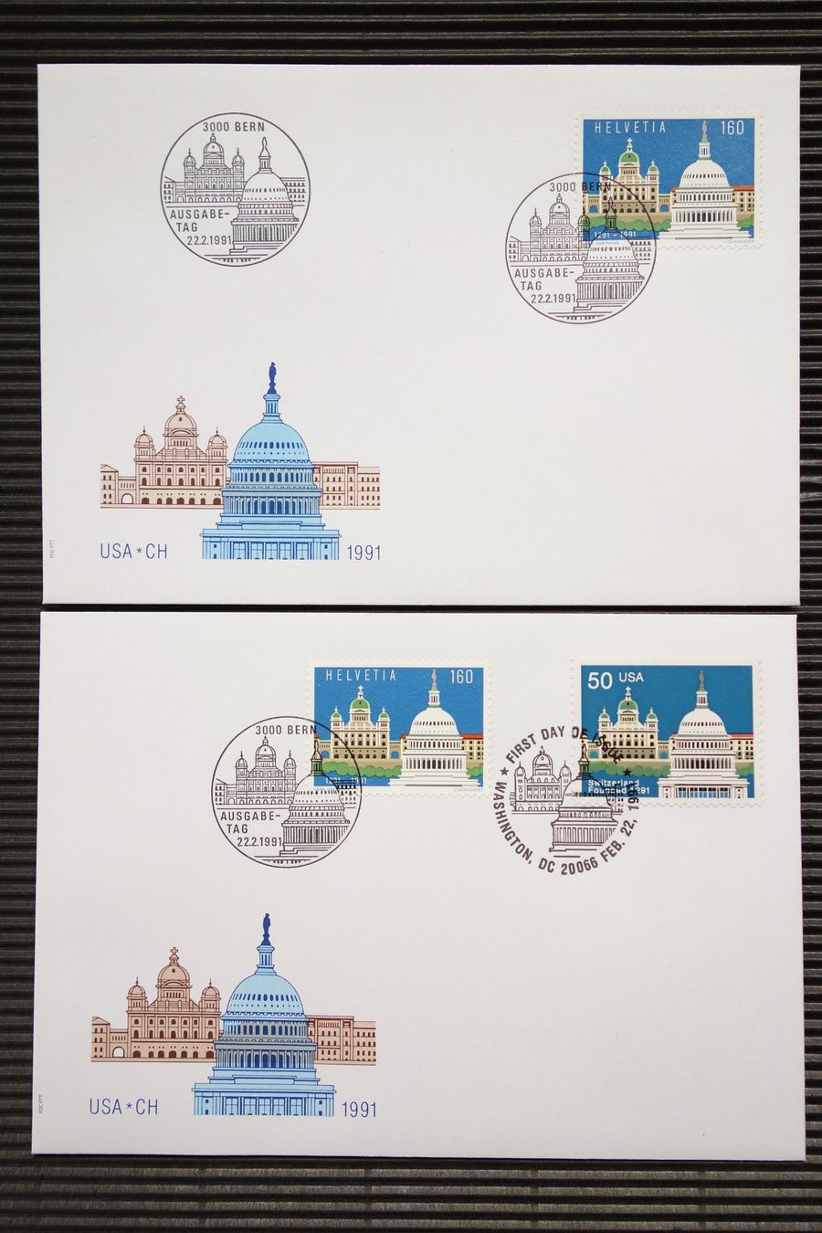 Tutti i francobolli: 1991 2 FDC Gemeinschaftsausgabe CH/USA – Nuovo (secondo la descrizione) da Mettmenstetten venduto da Sutasso