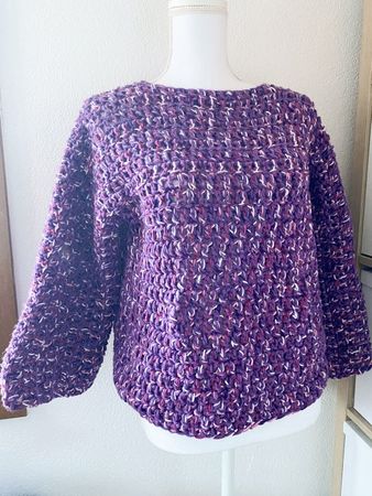 Gehäkelte oversize Pullover Pulli violett lila