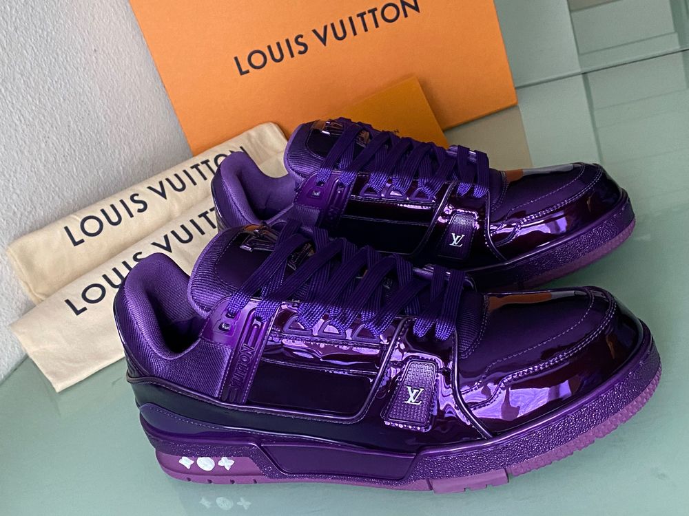 LOUIS VUITTON Lv Trainer Lila Leder Low Top Sneaker 41.5 NEU