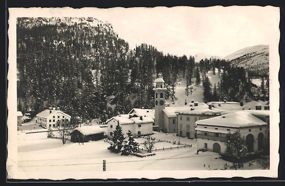 Cartoline postali: AK Sils-Maria, Teilansicht im Schnee – Usato da Berlin venduto da bartko-reher