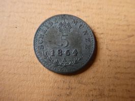 Oesterreich 1864 A, 5 Kreuzer    Silber
