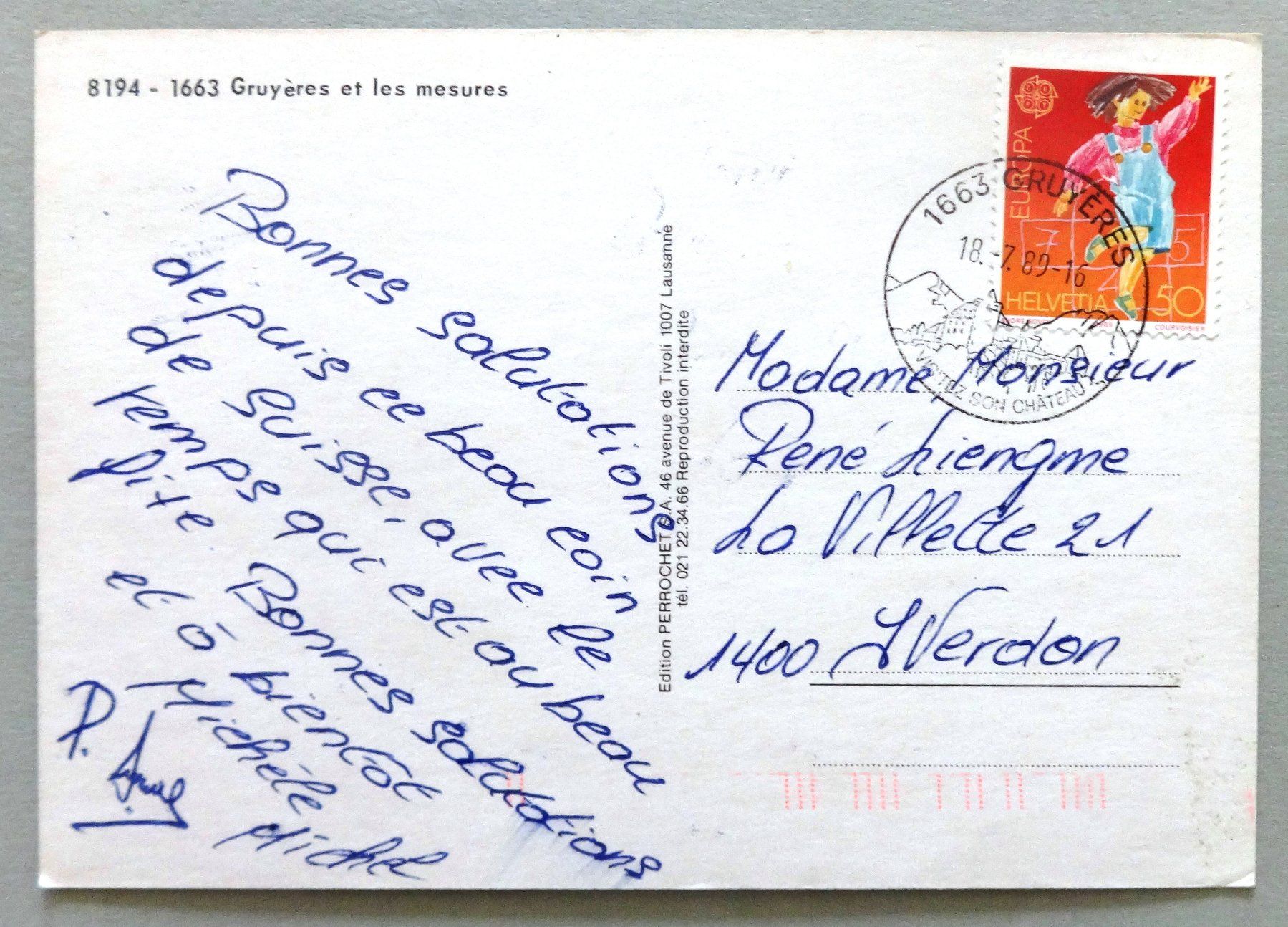 Cartoline postali: Gruyères et les mesures – Usato da Fétigny venduto da Billy2miny 1
