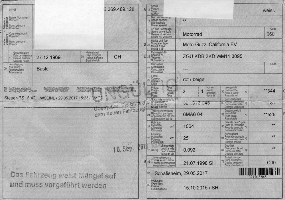 Moto Guzzi Rahmen mit Papieren (Defekt) in Basel für CHF 11 nur