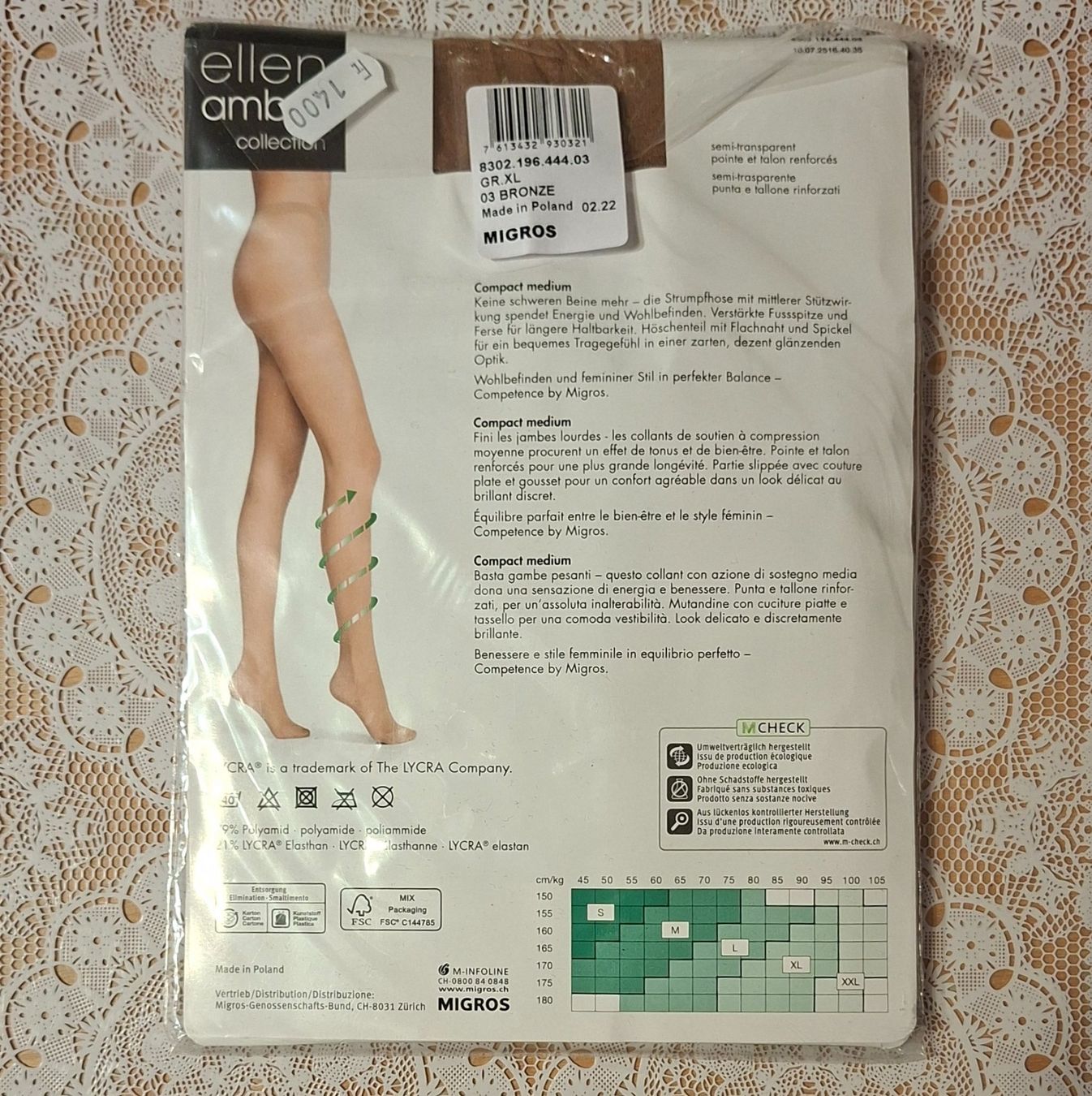Ellen Amber Calze & Collant: Ellen Amber Compact Medium Strumpfhose 40den Gr.XL Bronze – Nuovo e nell'imballaggio originale da Amriswil venduto da Celini3 1