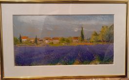 Charles Ruegg, beau tableau " lavande en Provence"