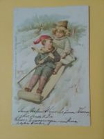AK Weihnachten Neujahr Kinder am Schlitteln 1903