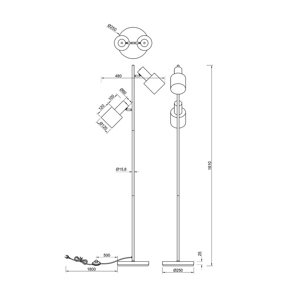 Lampade: Stehleuchte, Braun, 2 Spots, 161 cm Höhe – Nuovo (secondo la descrizione) da Kreuzlingen venduto da Smart-Light 7