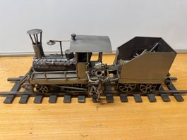 Vintage Dampflok Lokomotive Metall Handarbeit Skulptur Eisen