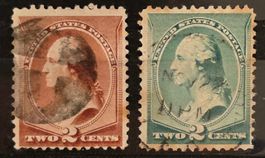 USA 1890-1898 Washington 2 Cents 2 Farben gestempelt o