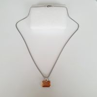 Silber  Halskette mit orangem Stein, 925 Silber
