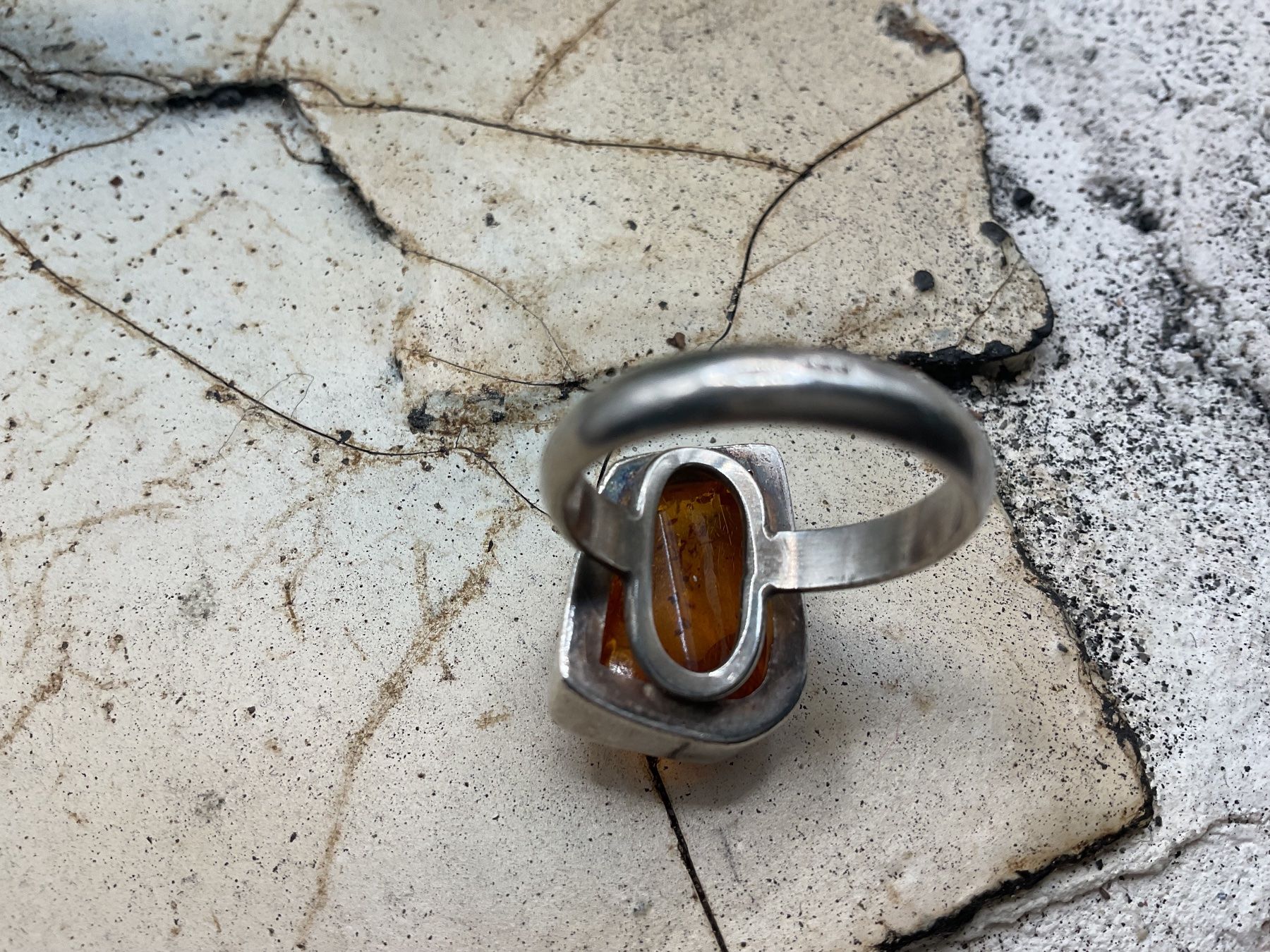 Anelli: Vintage Silberring mit grossem Bernstein, Gr.55.5 – Usato da Luzern venduto da S.Kern01 3