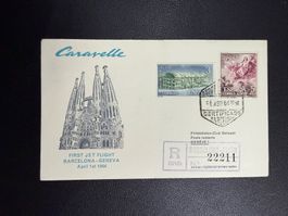Jet  - Erstflugbrief Barcelona - Genf 1964