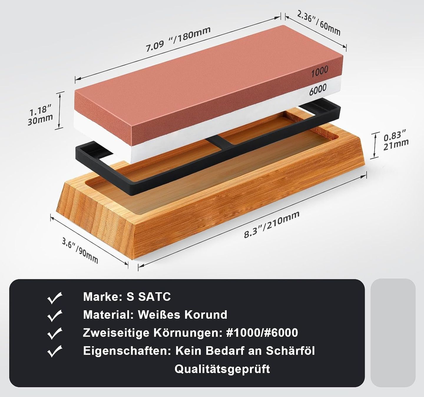 Smerigliatrici & Lucidatrici: Schleifstein 1000/6000 Körnung & Holz Basis Messerschärfer – Nuovo e nell'imballaggio originale da Hundwil venduto da Pakethase 1