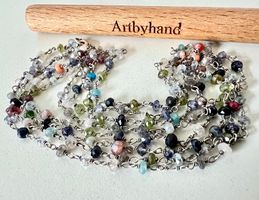 Filigrane Eleganz: Vintage Edelsteinkette Silber 925 -108cm