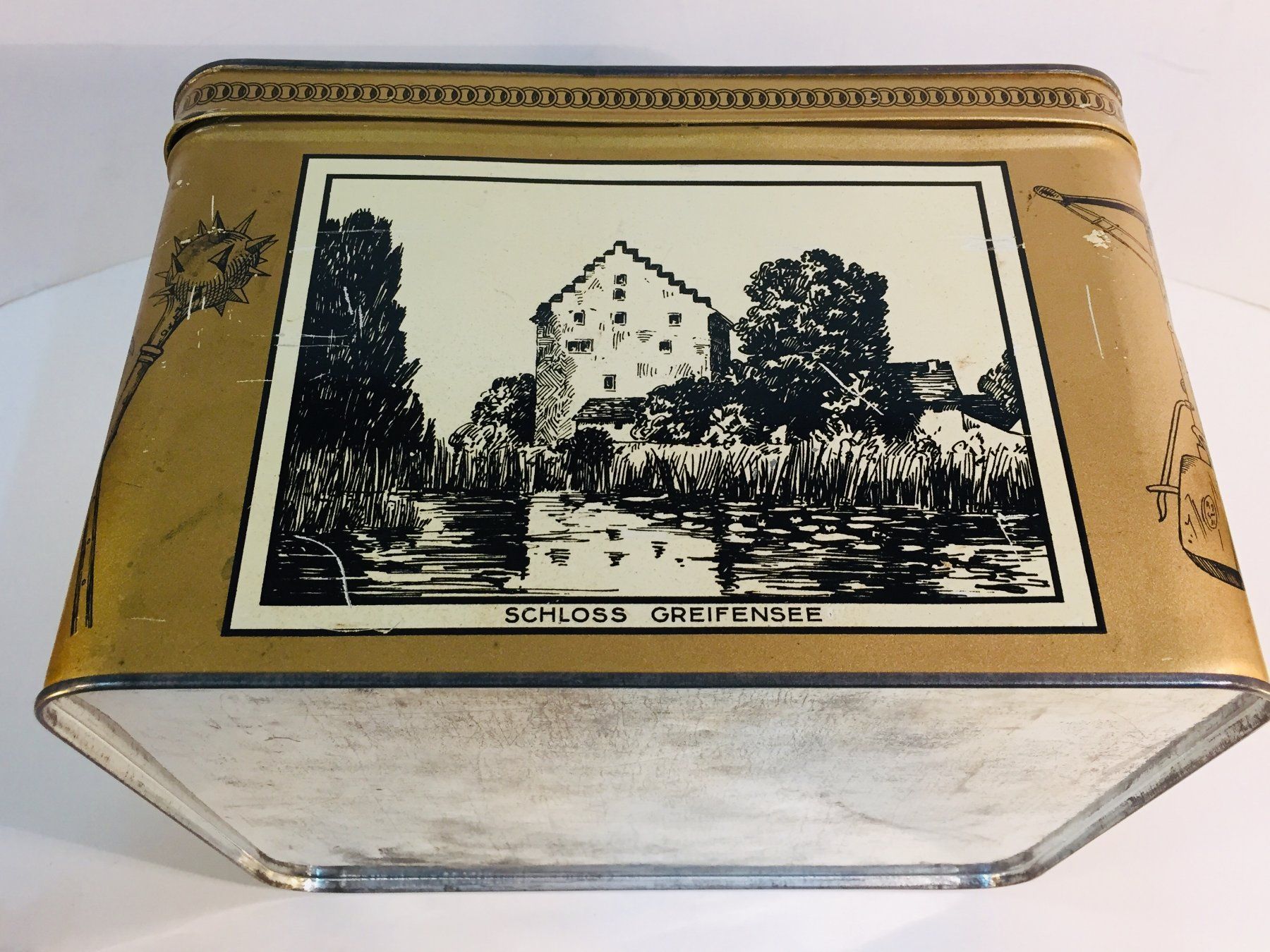 Barattoli: Vintage Blechdose mit Schloss Motiv – Usato da Schaffhausen venduto da vintageville 5