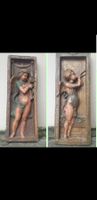 2 Engel Wandbilder - Relief - Putte - Harfe - Posaune - alt
