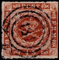 Dänemark 1863. 4 Skilling mit Duplexstempel 181 perfekt