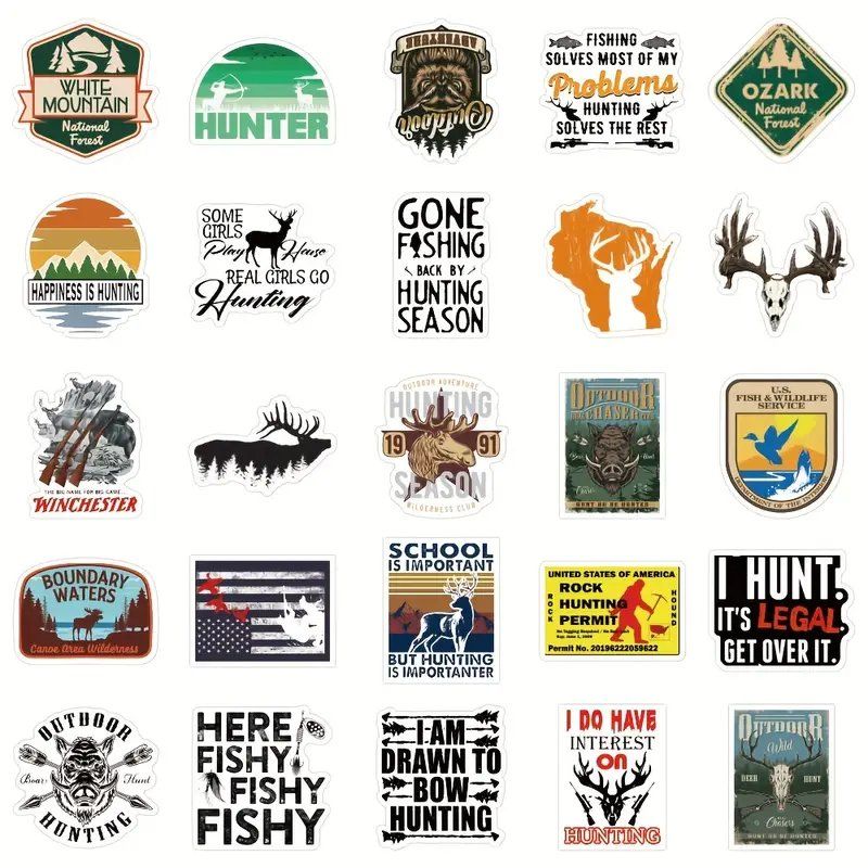 Jagd Jagen Gewehr Jäger Wald Reh Hirsch 50 tlg Stickerset (Neu und ...