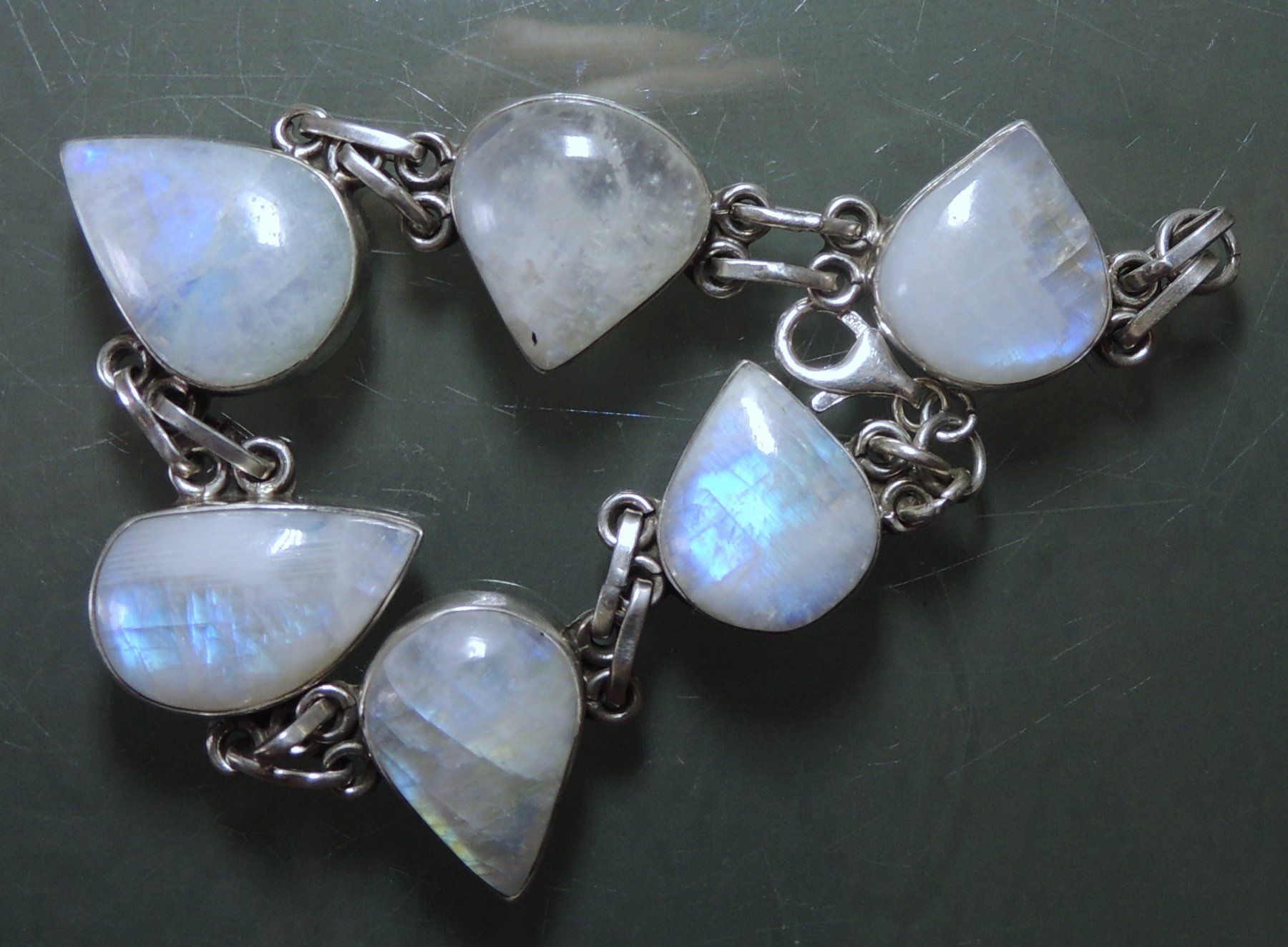 Bracciali & Braccialetti: Rainbow moonstone  Silber 925 Armband 20 cm – Usato da Waldenburg venduto da schaller707 2