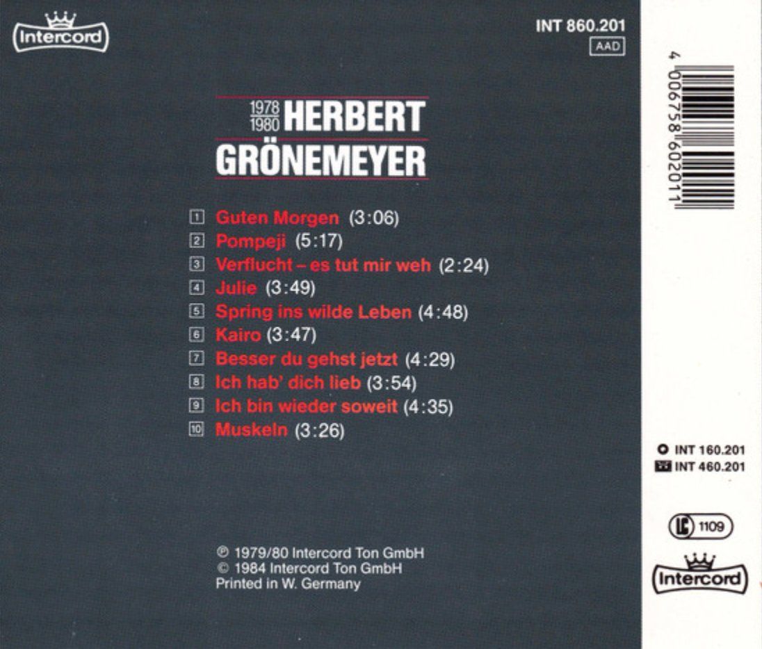 CD: Herbert Grönemeyer - 1978-1980 – Usato da Brunnen venduto da Barfly5 1